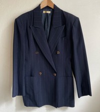 Vintage Jean Paul Gaultier Navy Stripe Summer Wool Double Breast Jacket in 80's