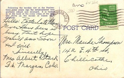 CO Postcard State Penitentiary Prison Rebuild after Riot Canon City 1945 Aerial - Picture 2 of 3