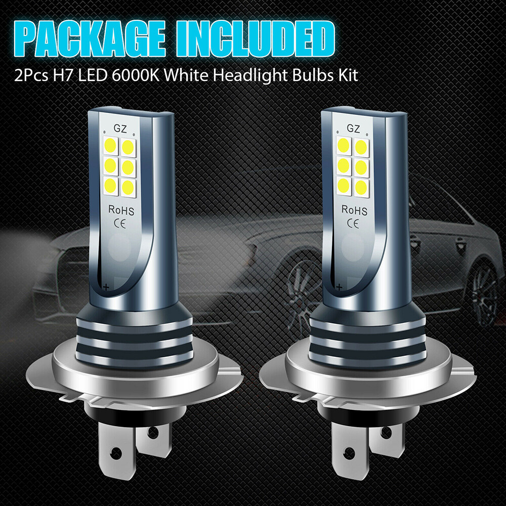 2X H7 Led Headlight Bulb Car Fog Light High Low Beam Super Bright 6000k White