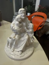 Vintage BYRON MOLDS Ceramic Jesus Holding Children Lamb 1984