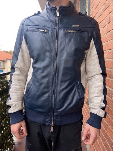 ANTONY MORATO giubbotto di VERA PELLE, per uomo TG. 48 colore: blu/beige |  eBay