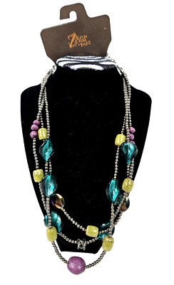 Zevar by TRESKA Multi Color Glass Stone Station Necklace ~ NWT