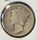 1921 Mercury Dime [SCRATCHED!], Key Date, 90% Silver, Free Shipping.
