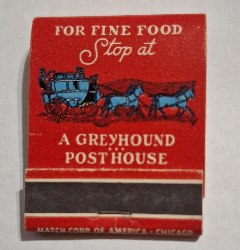 The Greyhound Post House Fine Food Restaurant Collectible Matchbook