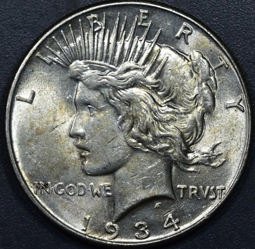 1934 $1 PEACE SILVER DOLLAR KM# 150 Grade:  AU A6061