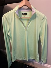 Greg Norman Women&rsquo;s Quarter Zip Golf Long Sleeve Jacket Lime Green Sz S Small