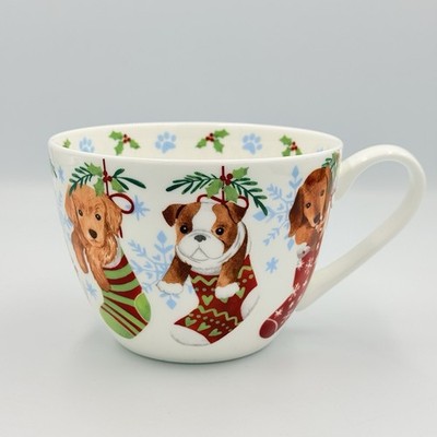 Portobello by Design Warm Wishes Bone China 18oz. Mug w/Holiday Puppies