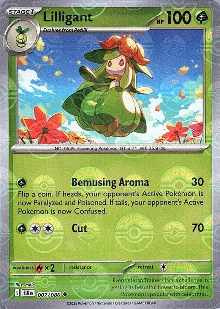 LILLIGANT 007/086 BLACK BOLT POKEMON (POKE BALL HOLO, NM)