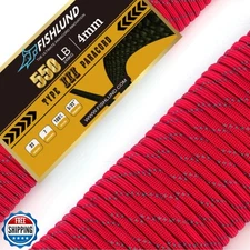 FISHLUND Reflective Paracord 550 lb, 7 Strand Paracord Rope 50ft 