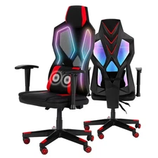 Frassie Gaming Chair with RGB LED Lights and Massage Lumbar Support
