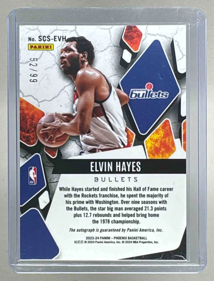 Elvin Hayes Auto Silver Prizm /99 'Scorched' Bullets - 2023-24 Panini Phoenix - Image 2 of 3