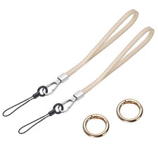 2 Pcs Leather Wristlet Strap Wrist Lanyard for Cellphone Keychain Khaki 