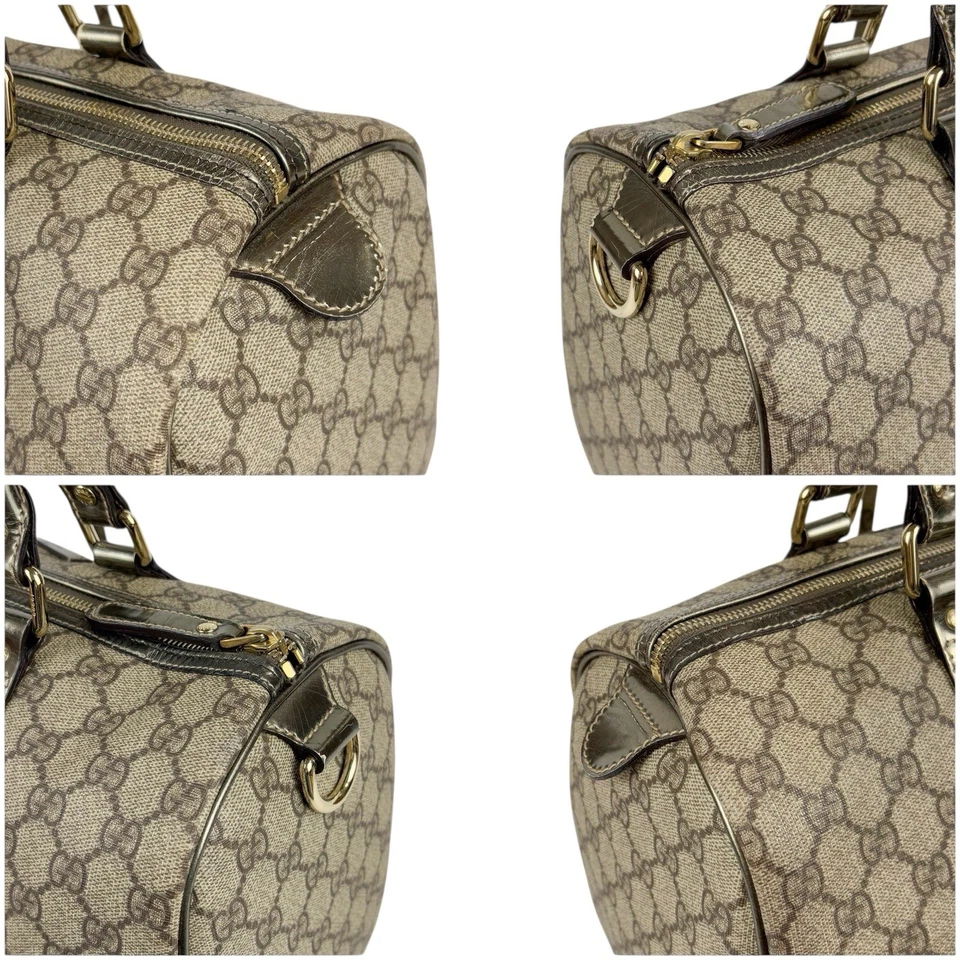 Auténtico bolso Gucci 193603 Boston con asa superior GG PVC cuero marrón metálico Foto 4 de 4