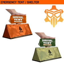 Emergency Shelter Tent With Doors Survival Hiking Camping Outdoor Waterproof