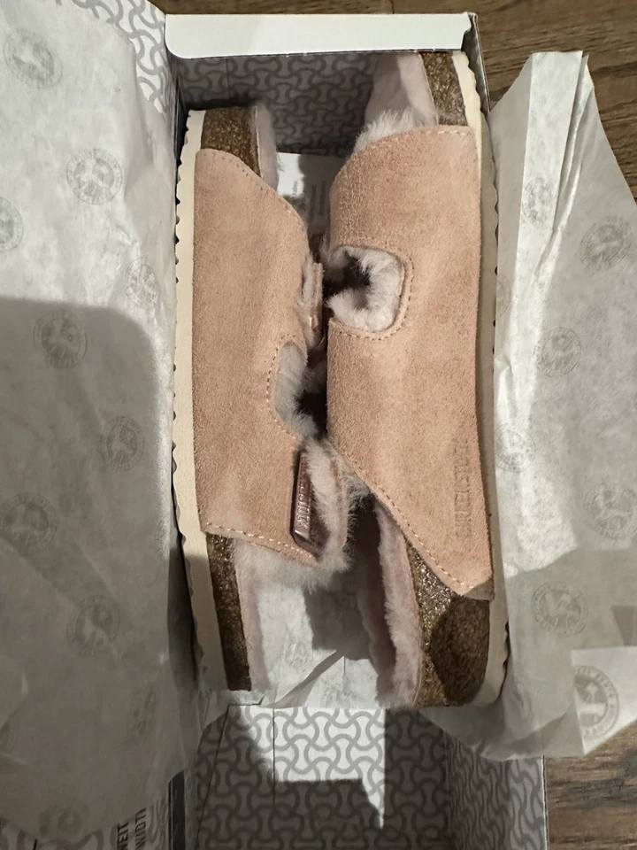 Sandalias Birkenstock Arizona de piel de oveja para niños talla 34/US 3-rosa claro estrecho Foto 3 de 4