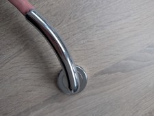 Set of Modern Polished Chrome Door Handles on Rose (Used)