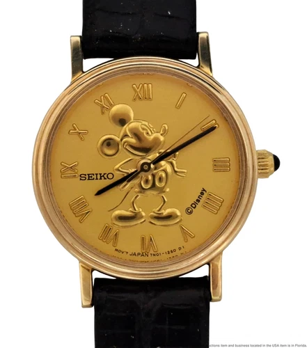 Large 14k Gold Seiko Mickey Mouse Disney Vintage Ladies Watch