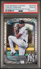 Carlos Lagrange 1st BOWMAN BLACK REPTILIAN #/10 🔥 PSA 10 GEM SSP CHROME YANKEES