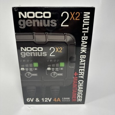 NOCO GENIUS2X2 4A 2-Bank Smart Battery Charger 2A/Bank - 6V/12V Automatic