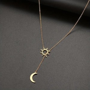 layered pendant necklace Sun and Moon Necklace Gold