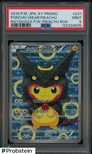 PSA 9 PONCHO WEARING PIKACHU RAYQUAZA P.W. BOX 2016 POKEMON XY PROMO #231