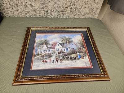vtg Dennis Patrick Lewan MORNING WALK  Signed print , framed, 18x16''