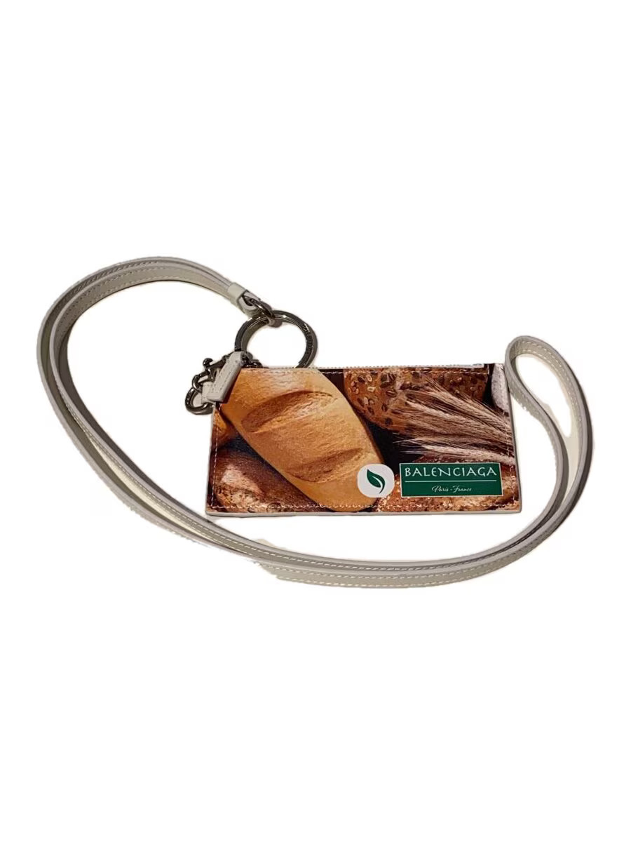 BALENCIAGA Graphic Print Coin Case Pass Case WHT All-over Pattern Men's