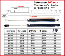 PISTONE a GAS Interasse 360 mm Fissaggio Occhiello Ø 8,2 o Pressione - 1 Pezzo