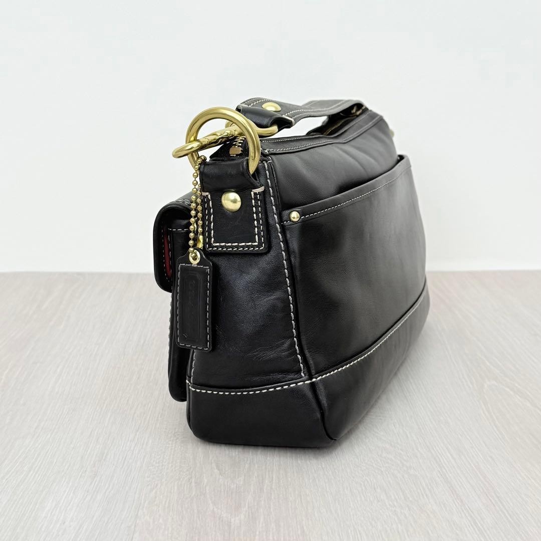 COACH Legacy Turnlock Shoulder Bag Black Pink Leather 65th
