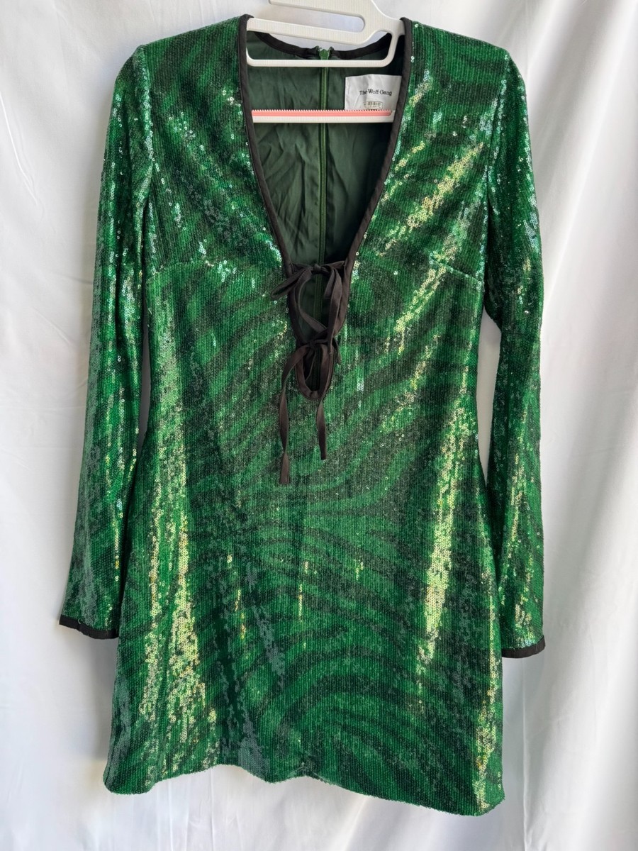The Wolf Gang Green Brillo Sequin Dress Size M (Fabric/Design Pull)