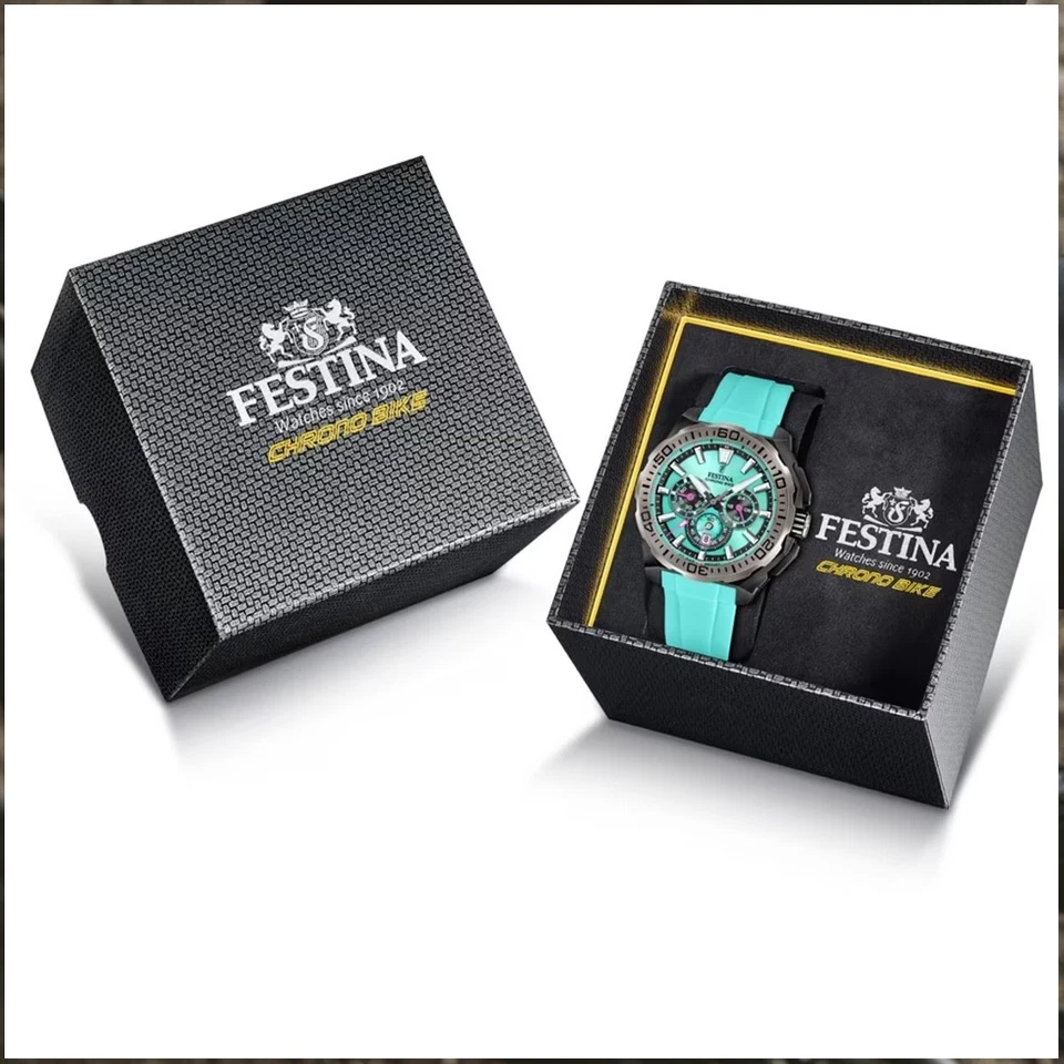 Festina Chronograph F20726-2 Chrono Bike 2025 Silicone Band Turquoise 20ATM - Image 4 of 4