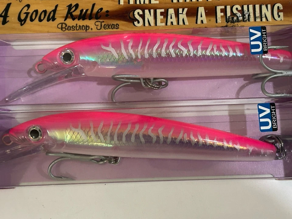 LOT OF 2 Rapala Husky Magnum HMAG-15 15cm 36g 1-1/4 OZ. HOT PINK UV COLOR NIPS - Image 2 of 4