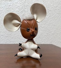 Vintage 1960s R. Dakin Leatherpets Sawdust-Filled Brown Mouse Dream Pets Japan