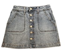 Cat  Jack Denim Skirt Stretch Fabric Button Snap Front Closure Girls Size 8