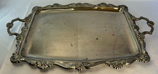 Vintage 1960's - 1980's Silver Plated on Metal Steel Serving Tray with Handles