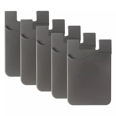 5x Pockets Cell Phone Credit Card Holder Wallet Sticker for Key Adhesive grey