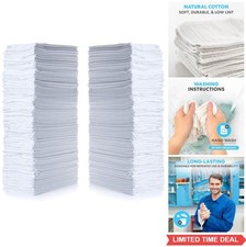 Cotton Shop Towels 14 x 12 Inch 145 Pack White Reusable Cleaning Rags Auto