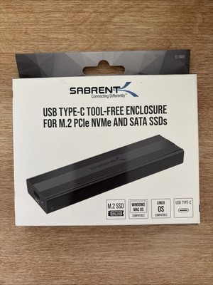 Sabrent USB 3.2 Type-C Tool-Free Enclosure for M.2 PCIe NVMe / SATA SSD