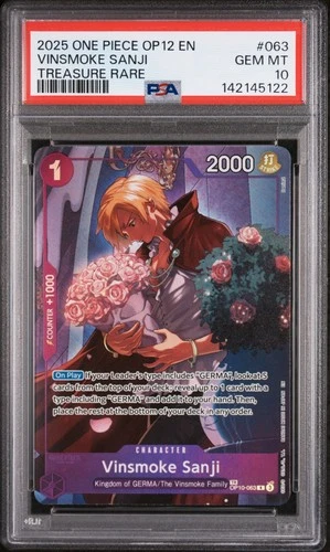 2025 One Piece #63 Sanji Treasure Rare Alt Art PSA 10 OP10-063 Legacy of Master