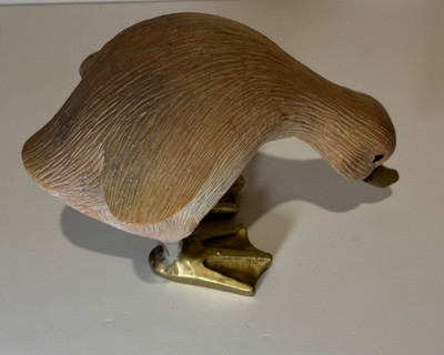 Ente Figur geschnitzt Bambus Picken Pose Ente DCUK