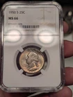 1950-S NGC MS66 Washington Quarter 25C Toned