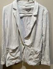 Ann Taylor Loft Women's Large White Blazer Jacket Button Enclosure Pockets 352