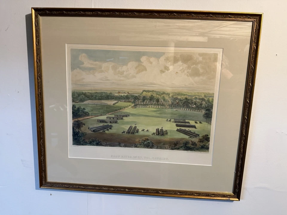 Camp Bates, 3rd New York Vol. Cavalry. Published 1862 by Sarony & Major, NY.  - Image 2 of 4