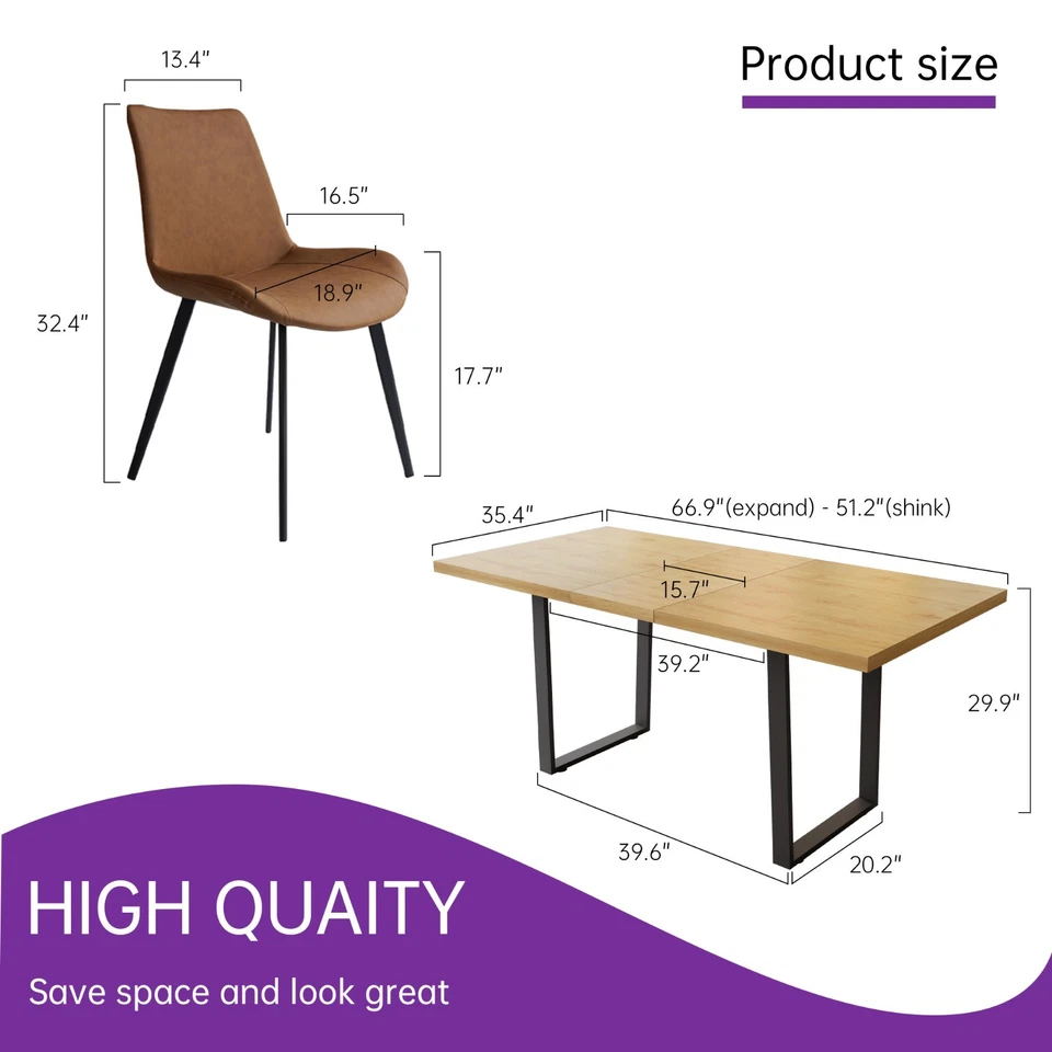 JIEXI Dining Sets,Extendable Dining Table And Chairs for 4/6.Kitchen Furniture - Image 3 of 4
