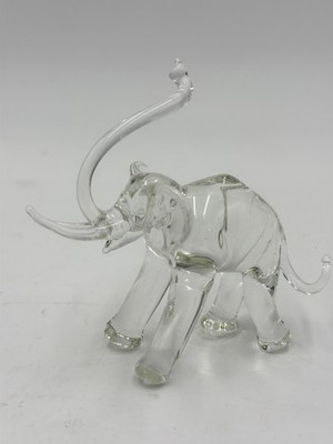 Vintage Hand Blown Art Glass Elephant Trunk Up Figurine