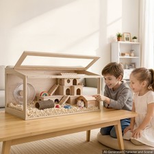 Uimoso Wooden Hamster Cage Habitat 40.1" Spacious Rodent Small Animal Enclosure
