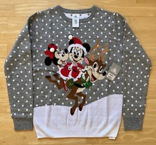Small 36" chest Disney Mickey and Minnie Mouse Christmas Jumper Sweater Xmas