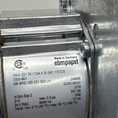 Valvola Comando Gas Multifunzione EBMPAPST GB-WND 055 D01 S00, Ricambio
