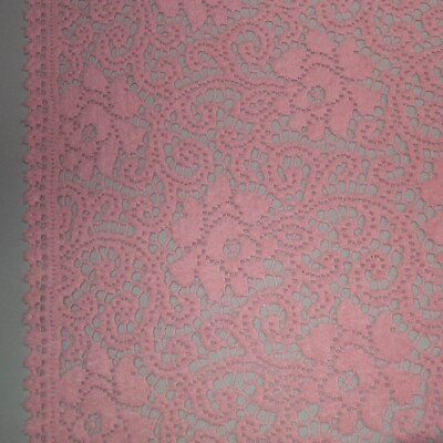 Solstiss double border pink lace fabric French lace cotton blend