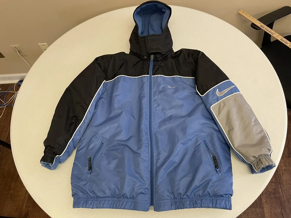 Vintage Nike Reversible Jacket Youth Large 14 16 Black Blue Nylon Fleece